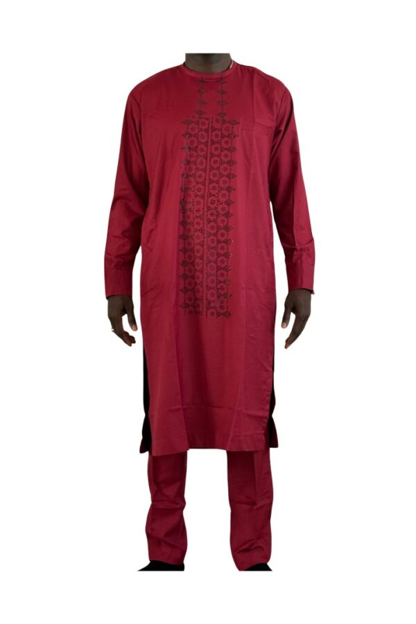 Red Long Sleeve Stoned Jalabiya
