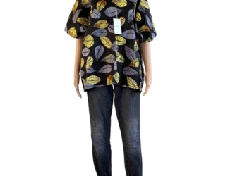 Yellow and Black Wax Print Blouse