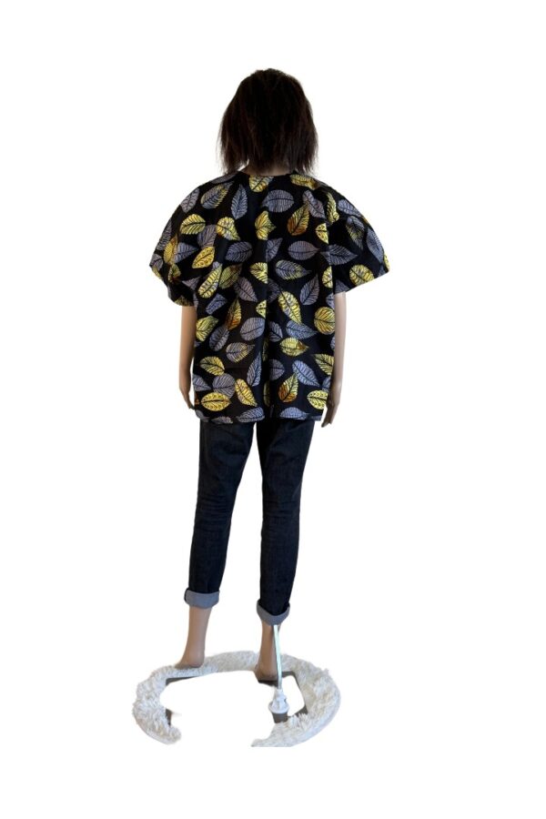 Yellow and Black Wax Print Blouse - Image 2