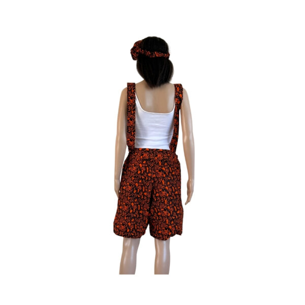 Orange and Black Flowered Jumpsuit Short - Image 2
