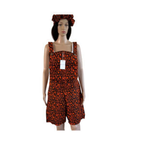 Orange and Black Flowered Jumpsuit Short