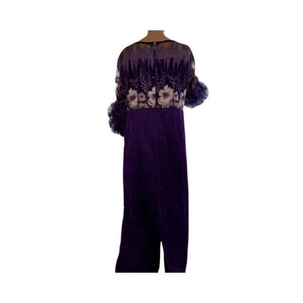 Lace & Chiffon Dark Purple Gown - Image 2