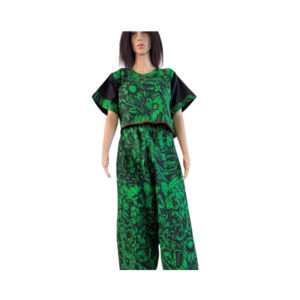 Green & Black Palazzo Trousers & Crop Top