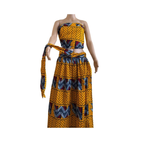 Vlisco Holladaise Wax Skirt with wide side belt to fit