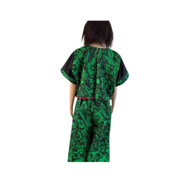 Green & Black Palazzo Trousers & Crop Top - Image 2