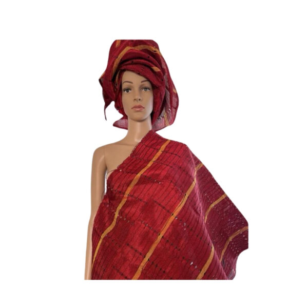 Red and yellow 2 piece Aso-oke