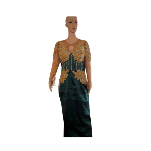 Green Lace Designed Straight Gown
