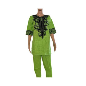 Green Knitted Short Sleeve Top & Trousers