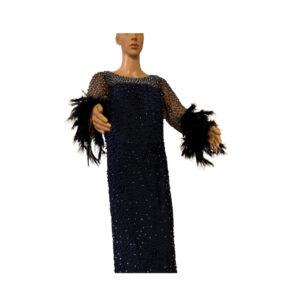 Dark Blue Beaded Gown