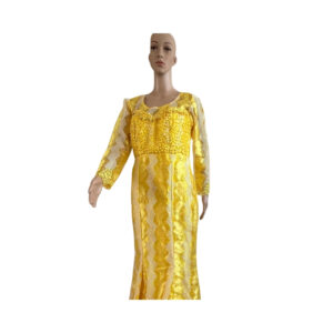 Yellow Beaded Lace Gown