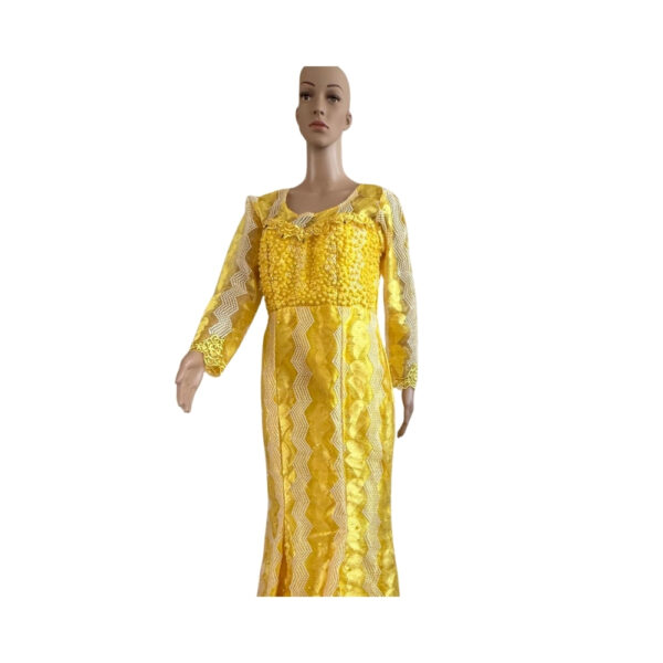 Yellow Beaded Lace Gown