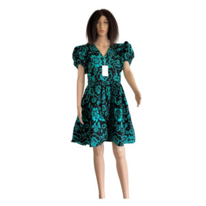 Knee Length Gown with Puff Shoulder