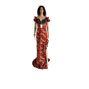 Orange Colour Long Gown with Side Split