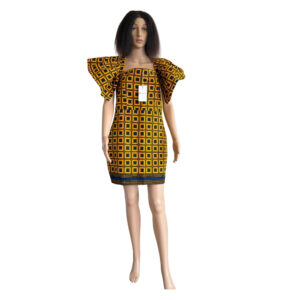 Yellow Open Back Knee Length Gown