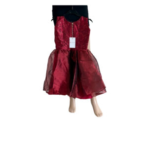 Red Chiffon Dress with Black Lace