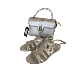 Silver Colour Sandals and Bag Set