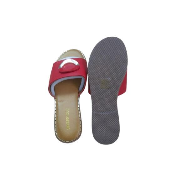 Red Italian Leather Design Slippers - Image 2