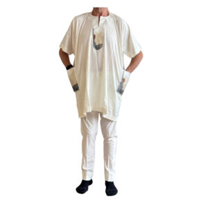 White Short Sleeve Kaftan
