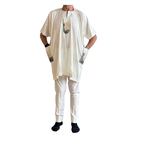 White Short Sleeve Kaftan