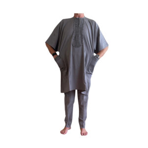 Grey 2-Set Short Sleeve Kaftan