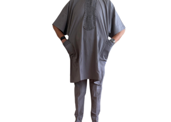 Grey 2-Set Short Sleeve Kaftan