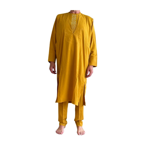 Yellow 3-Set Senator Suit with Jalabiya